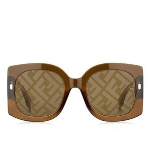 FF Monogram Hologram Logo Fendi Roma Mirror Lens Oversized Frame Sunglasses 0436
